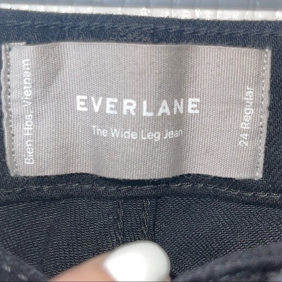 EVERLANE Black Button Fly High Rise Wide Leg Jeans Size 24 - Picture 8 of 9